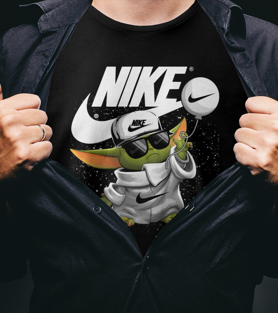 Nike Baby Yoda With Sunglasses And Balloon T-Shirt