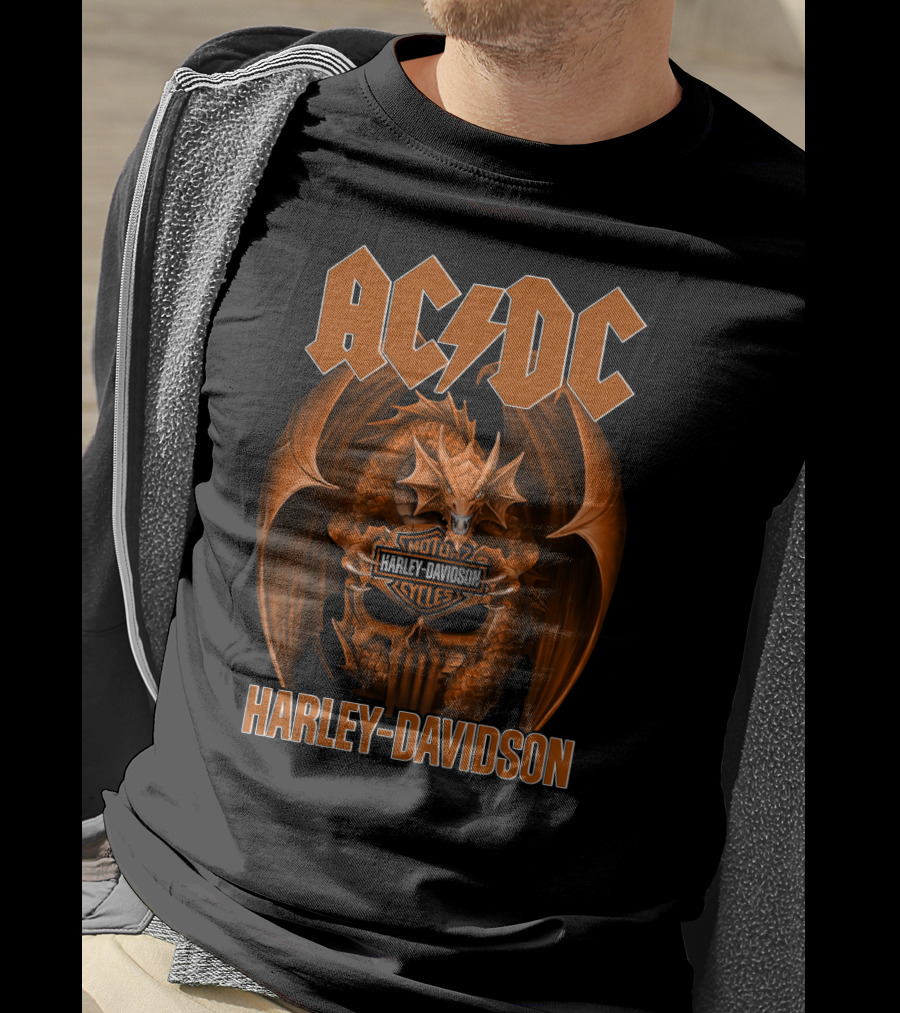 Acdc Harley Davidson Moto Cycles Dragon T-Shirt