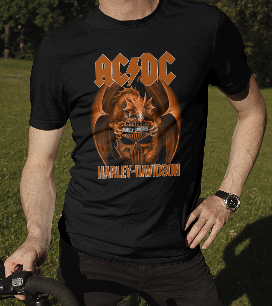 Acdc Harley Davidson Moto Cycles Dragon T-Shirt