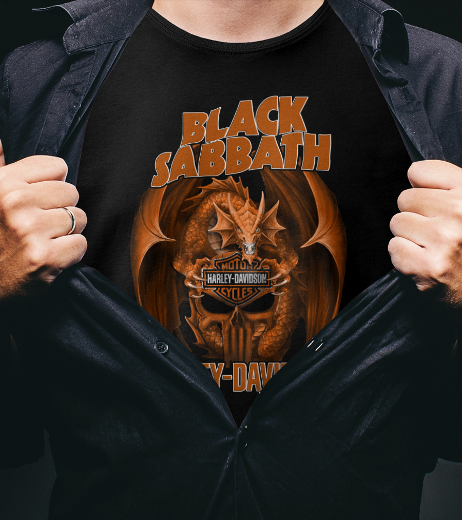 Black Sabbath Harley Davidson Moto Cycles Dragon T-Shirt
