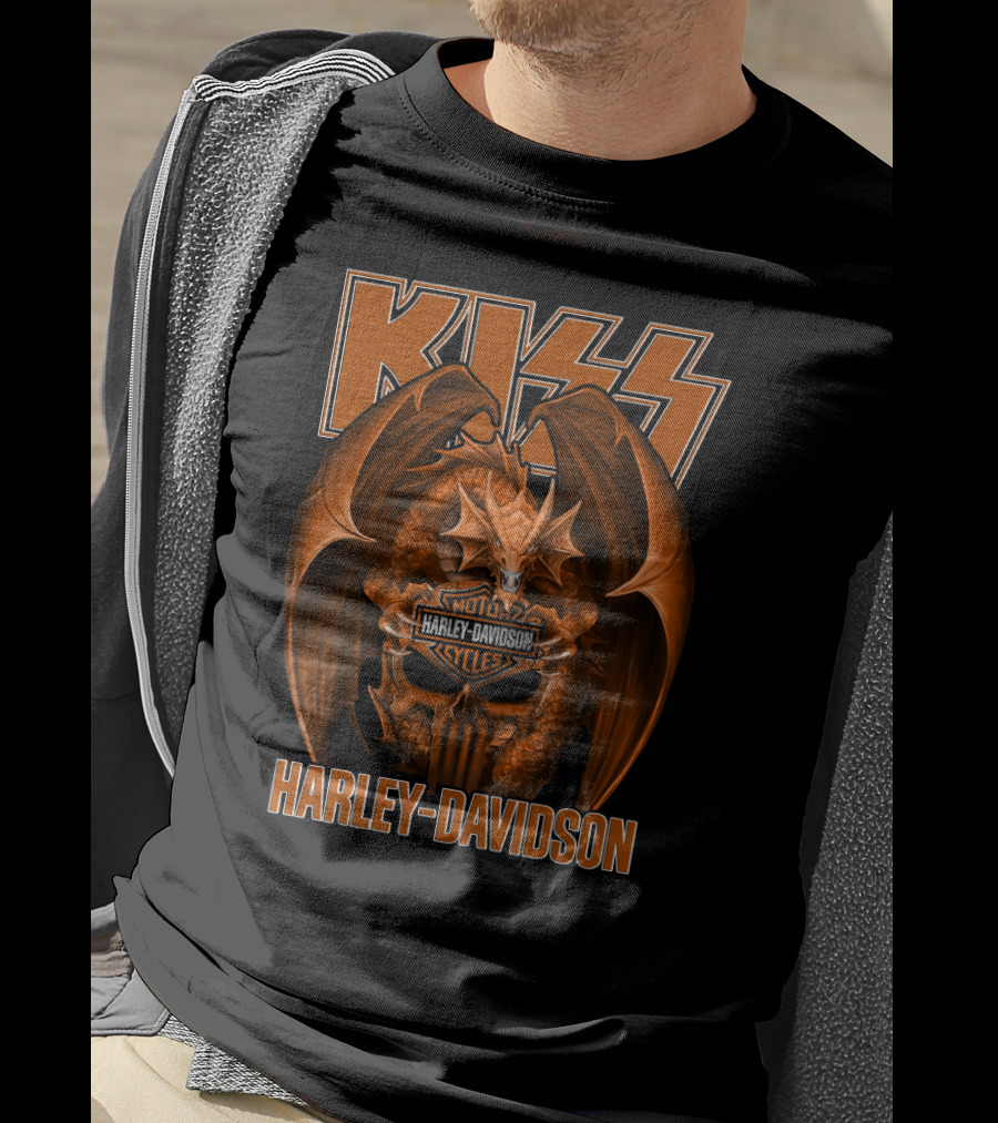 Kiss Harley Davidson Dragon Motocycles Cycles T-Shirt