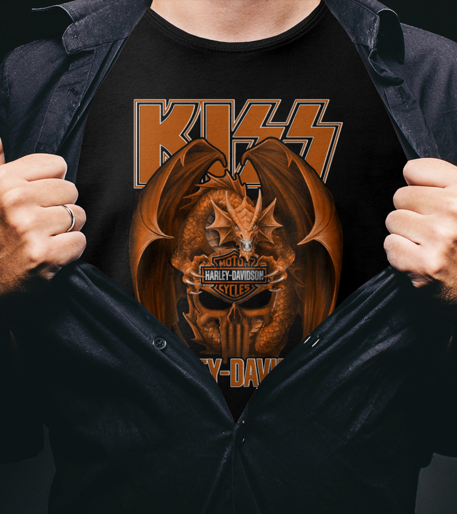 Kiss Harley Davidson Dragon Motocycles Cycles T-Shirt