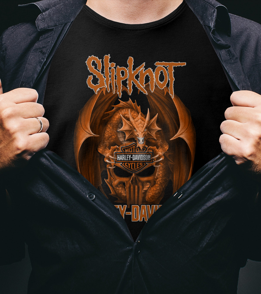 Slipknot Harley Davidson Cycles Dragon Skull T-Shirt