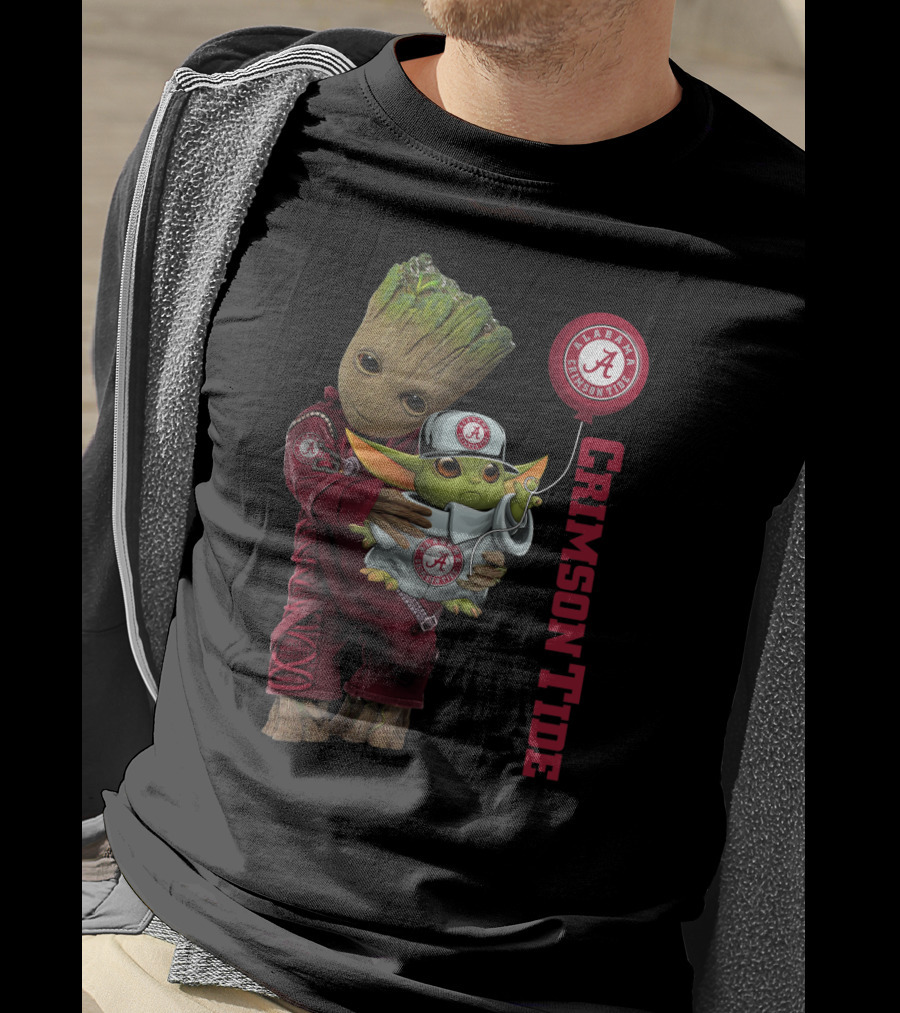 G&Y-Alabama Crimson Tide Groot And Baby Yoda T-Shirt