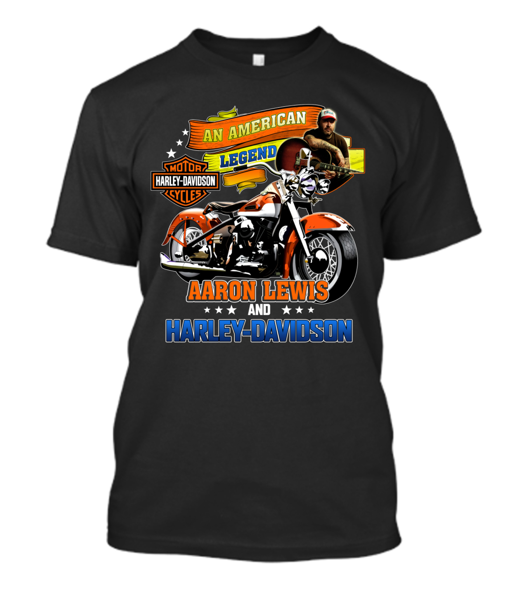 An American Legend Aaron Lewis And Harley Davidson Cycles T-Shirt