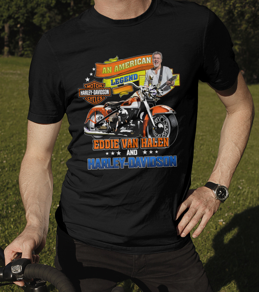 An American Legend Eddie Van Halen And Harley Davidson Cycles T-Shirt