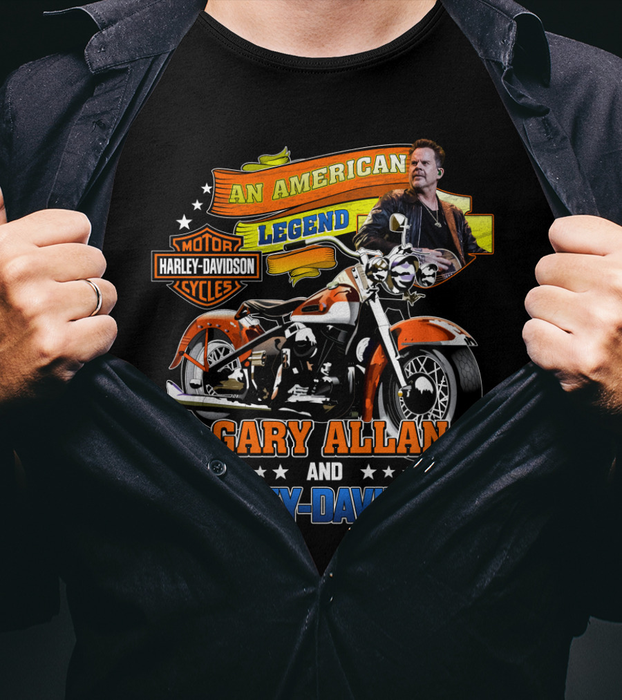 An American Legend Gary Allan And Harley Davidson Motor Cycles T-Shirt
