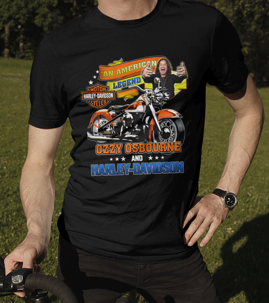 An American Legend Ozzy Osbourne And Harley Davidson Motor Cycles T-Shirt