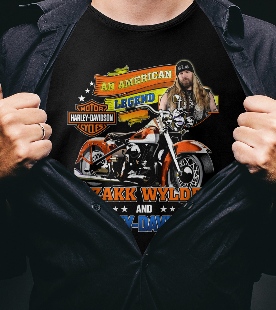 An American Legend Zakk Wylde And Harley Davidson Motorcycle Cycles T-Shirt