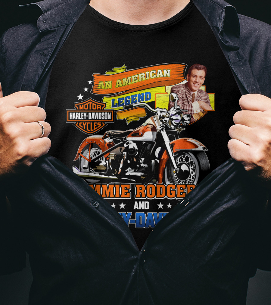 Jimmie Rodgers An American Legend With Harley Davidson Motorcycles T-Shirt