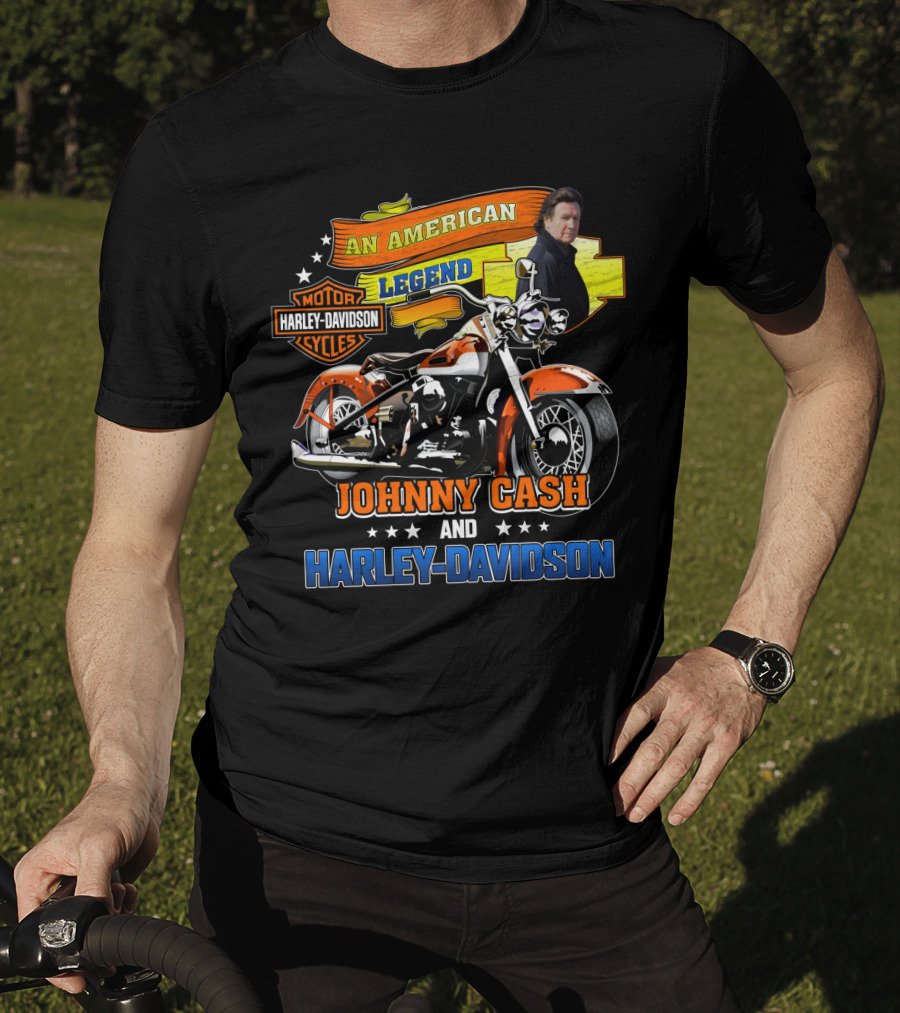 An American Legend Johnny Cash And Harley Davidson Motor Cycles T-Shirt