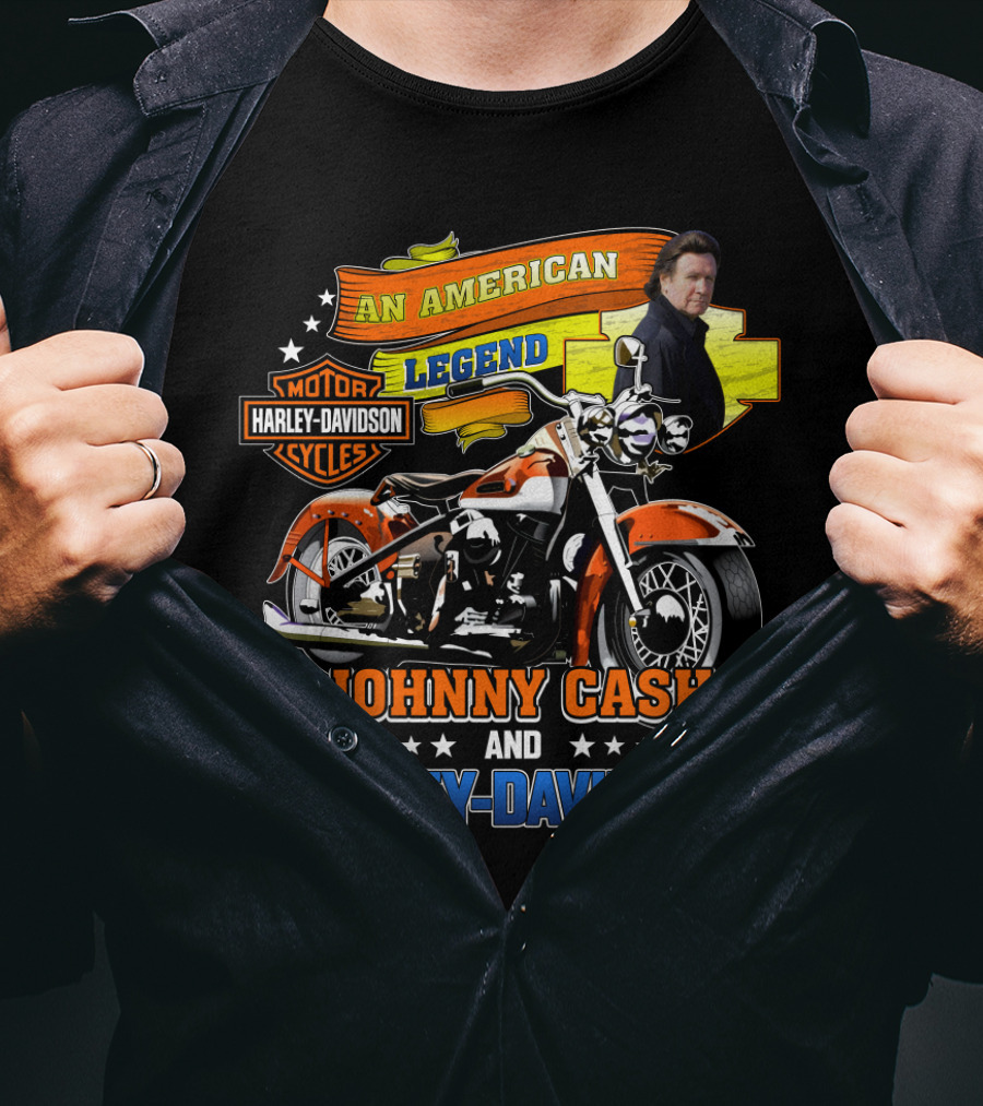 An American Legend Johnny Cash And Harley Davidson Motor Cycles T-Shirt