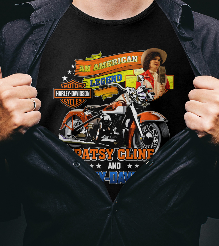 An American Legend Patsy Cline And Harley Davidson Motor Cycles T-Shirt