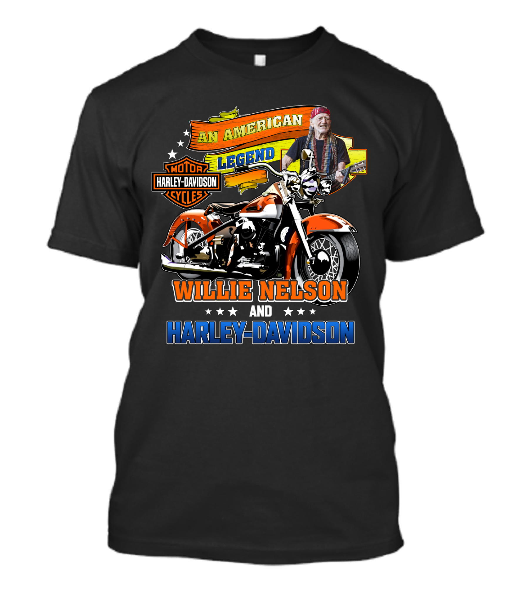 An American Legend Willie Nelson Harley Davidson Motor Cycles T-Shirt