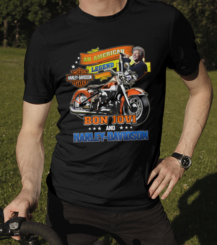 An American Legend Bon Jovi And Harley Davidson Motor Cycles T-Shirt