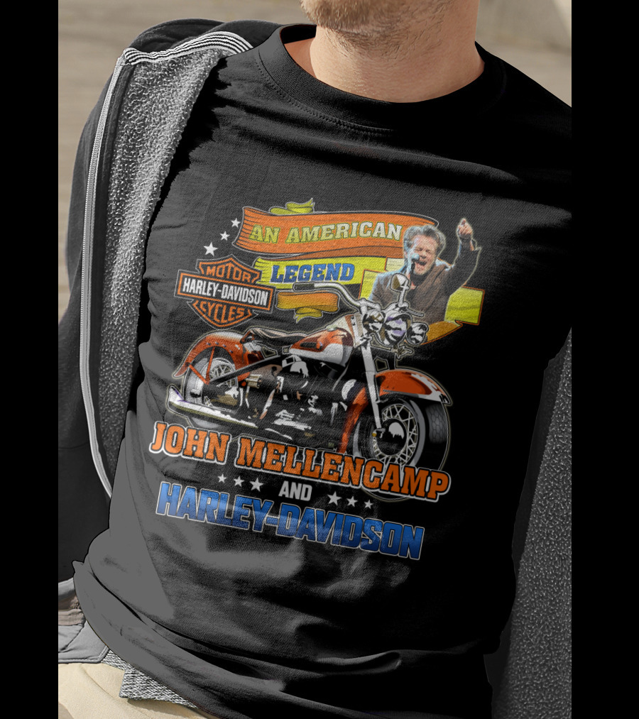 An American Legend John Mellencamp And Harley Davidson Motor Cycles T-Shirt