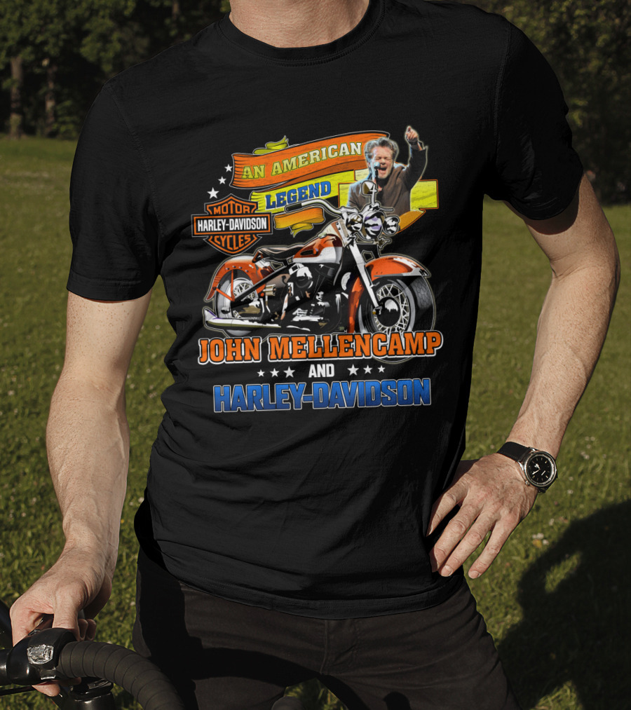 An American Legend John Mellencamp And Harley Davidson Motor Cycles T-Shirt