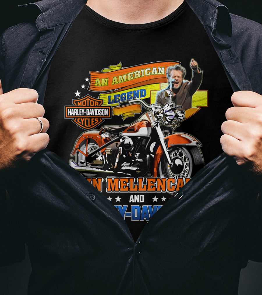 An American Legend John Mellencamp And Harley Davidson Motor Cycles T-Shirt