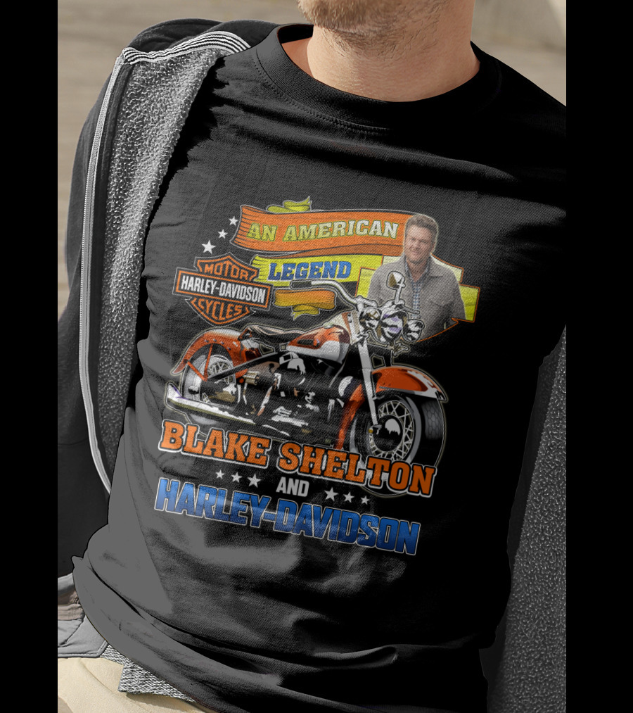 An American Legend Blake Shelton And Harley Davidson Motorcycles T-Shirt