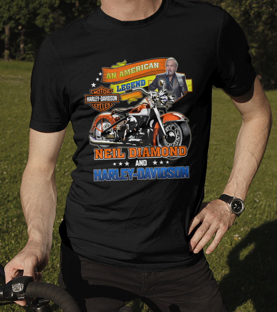 An American Legend Neil Diamond And Harley Davidson T-Shirt