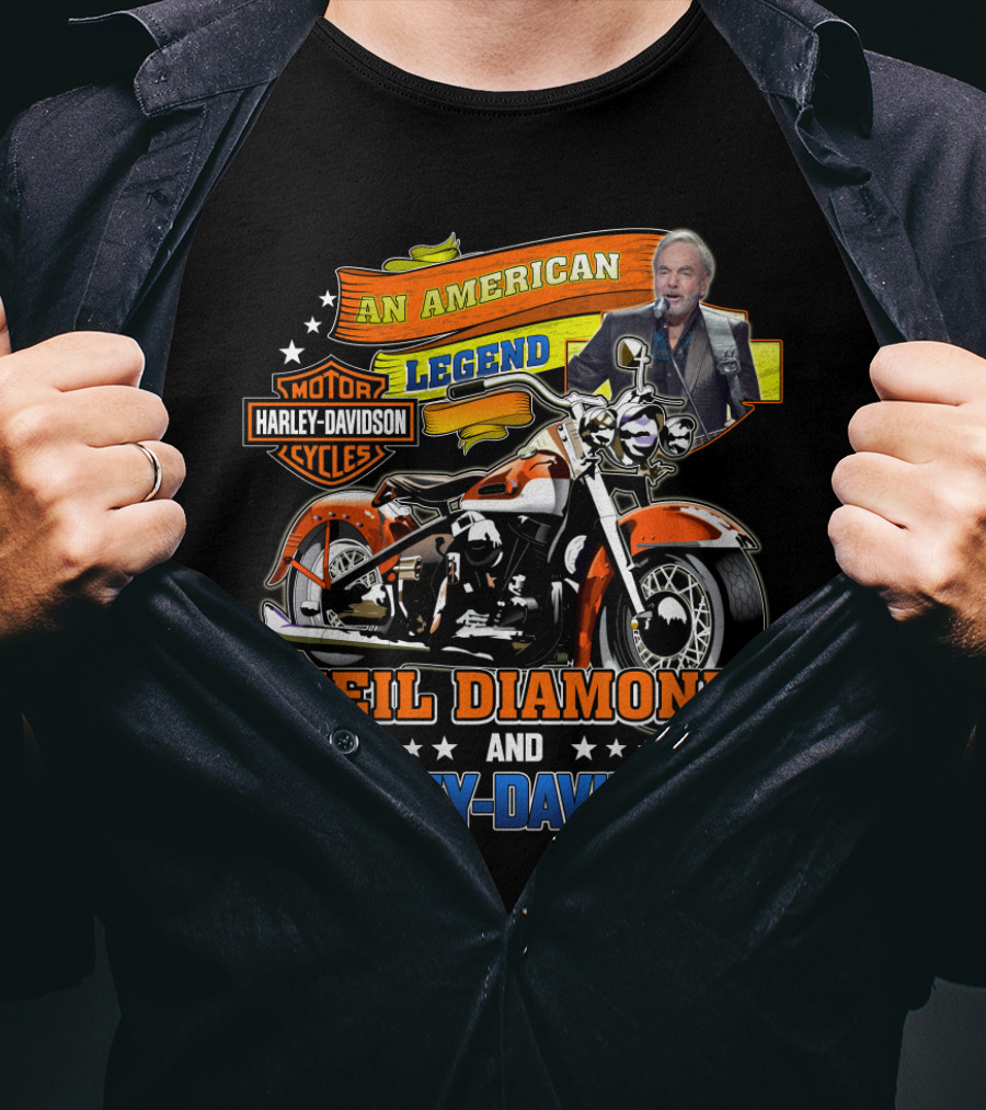An American Legend Neil Diamond And Harley Davidson T-Shirt