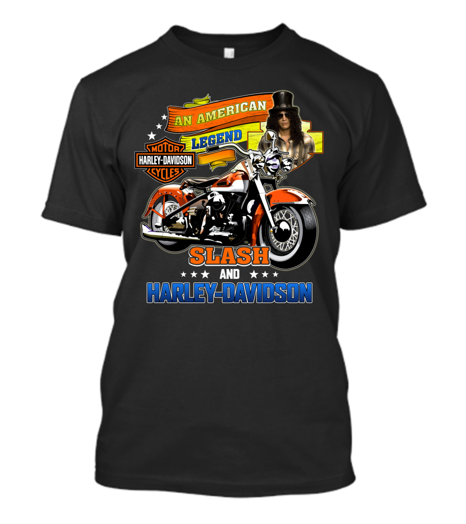 An American Legend Slash And Harley Davidson Motor Cycles T-Shirt