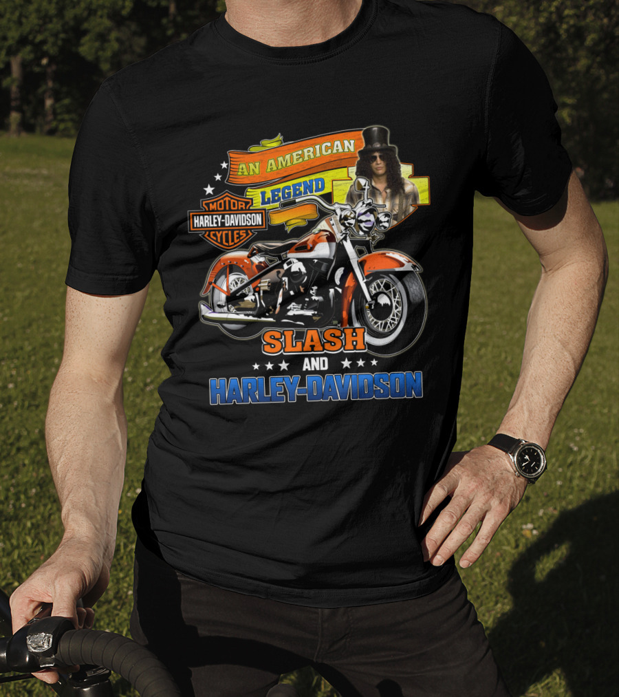 An American Legend Slash And Harley Davidson Motor Cycles T-Shirt