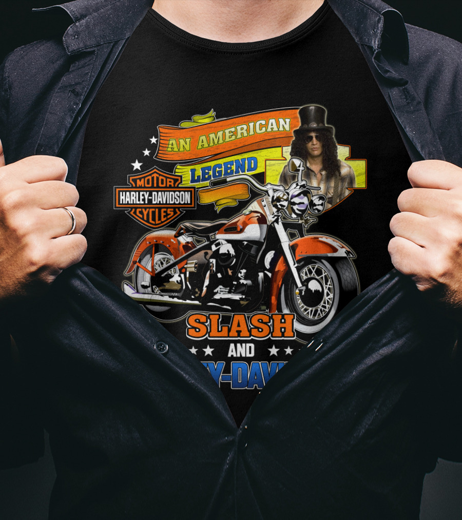 An American Legend Slash And Harley Davidson Motor Cycles T-Shirt
