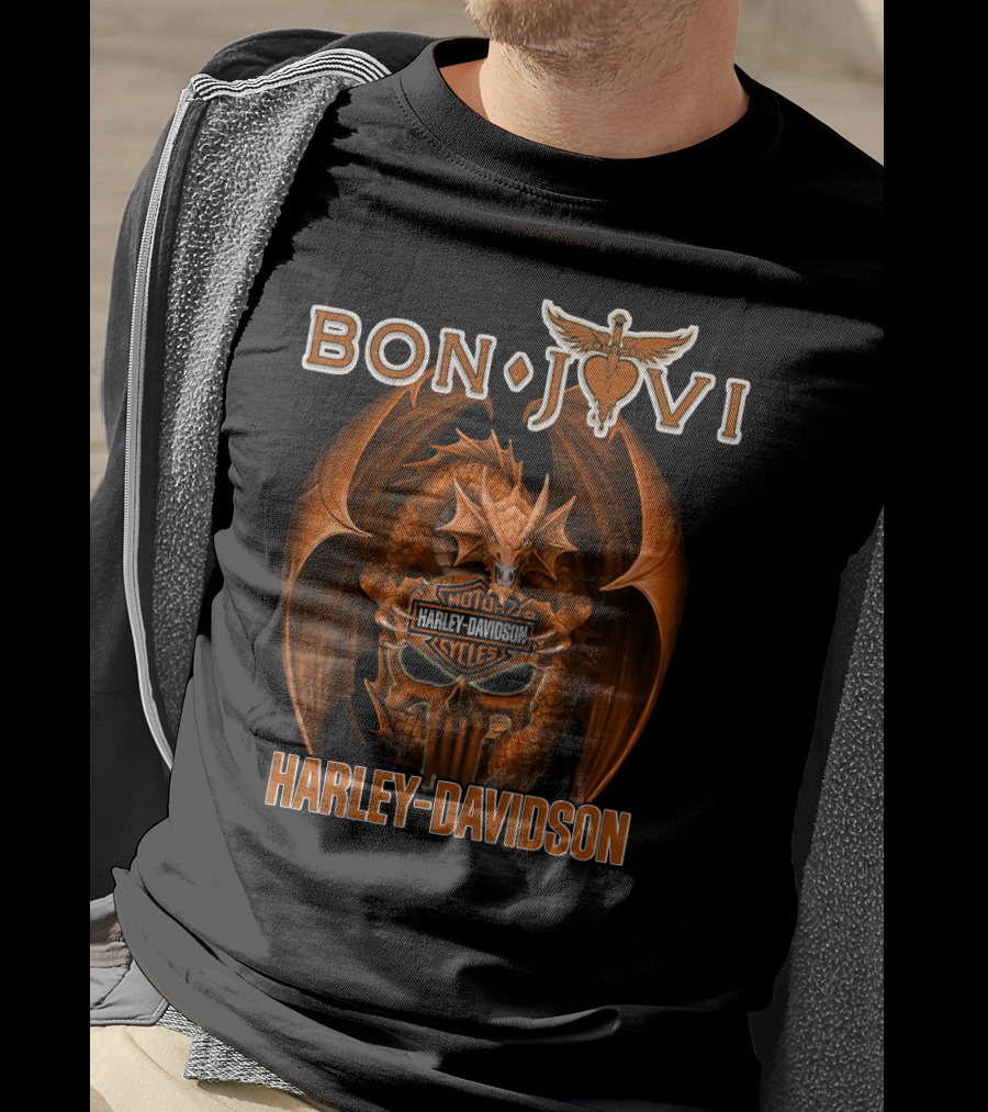 Bon Jovi Harley Davidson Motorcycles Dragon T-Shirt
