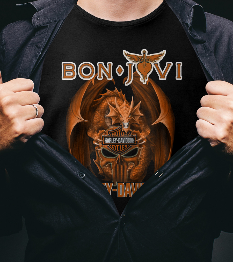 Bon Jovi Harley Davidson Motorcycles Dragon T-Shirt