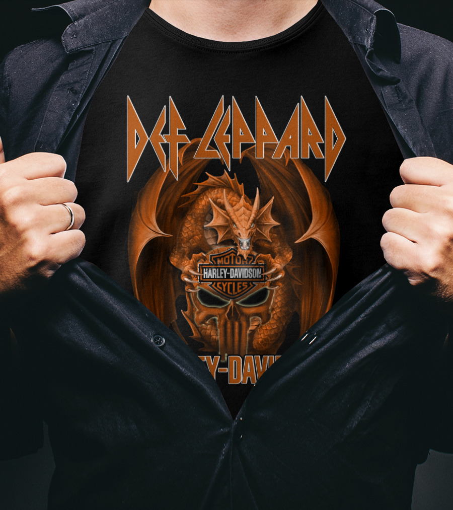 Def Leppard Harley Davidson Dragon Motocycles T-Shirt