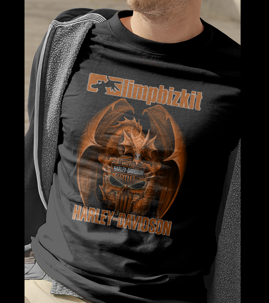 Limp Bizkit Harley Davidson Dragon Motocycles T-Shirt