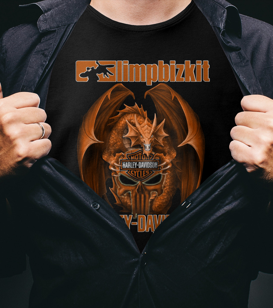 Limp Bizkit Harley Davidson Dragon Motocycles T-Shirt