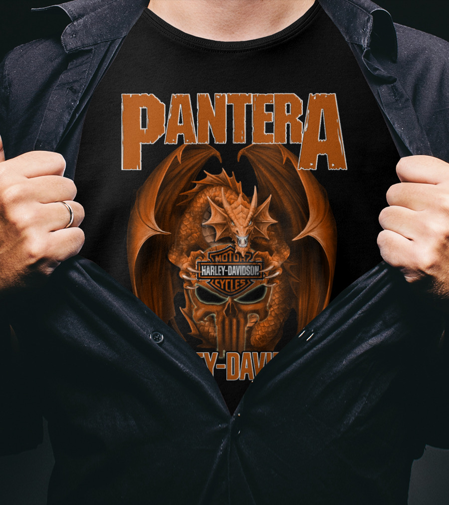 Pantera Harley Davidson Motorcycle Cycles Dragon T-Shirt