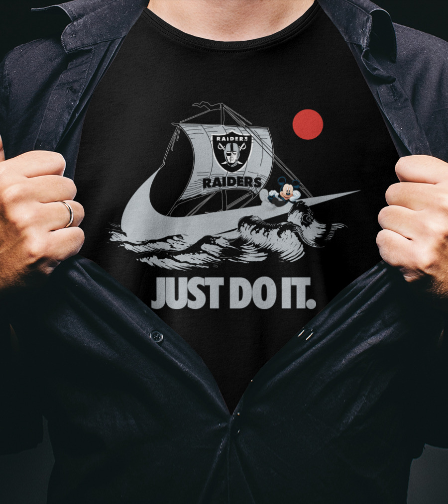 Just Do It Raiders Ship With Cartoon Mouse And Red Sun T-Shirt