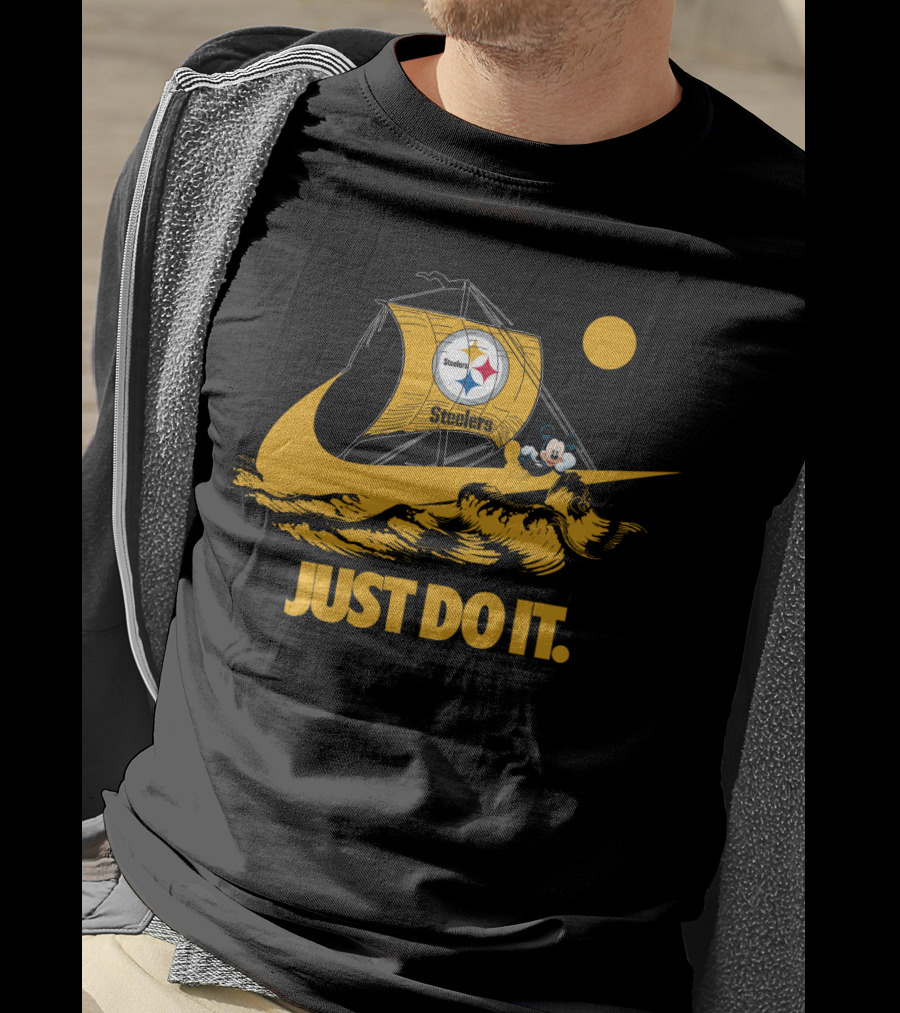 Just Do It Pittsburgh Steelers Nike Mickey Sailboat T-Shirt