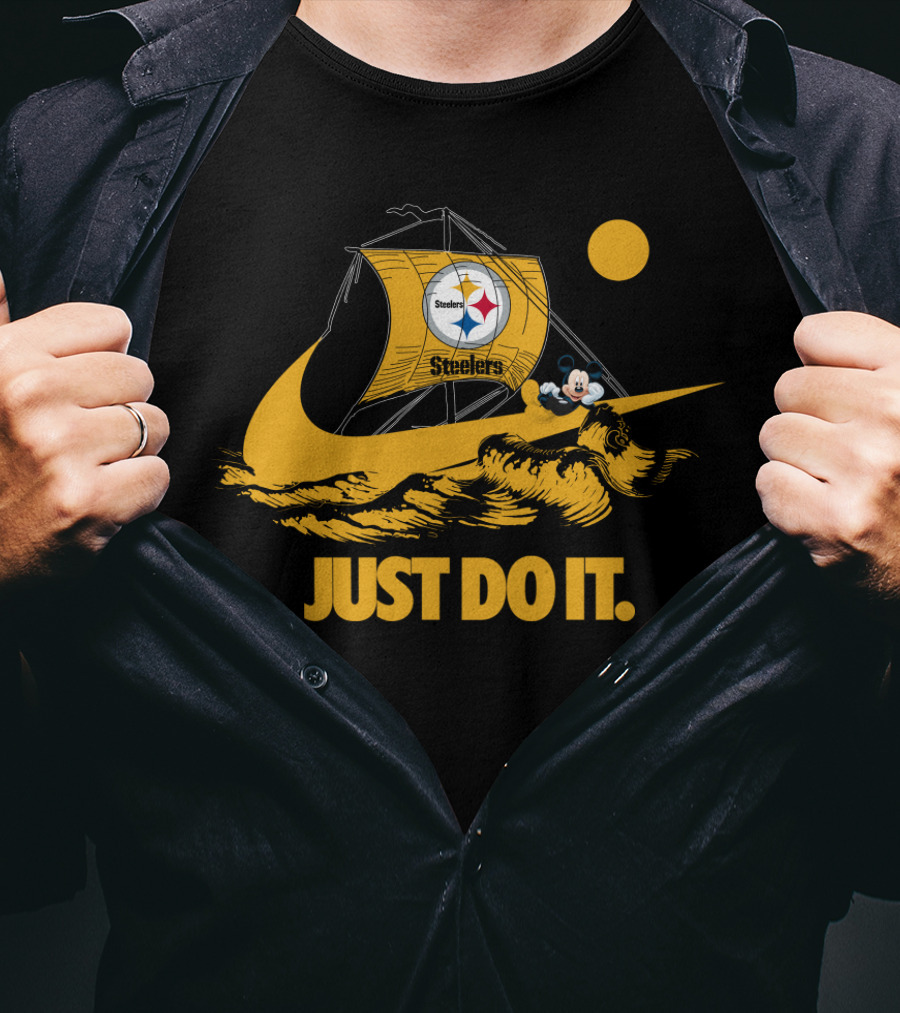Just Do It Pittsburgh Steelers Nike Mickey Sailboat T-Shirt
