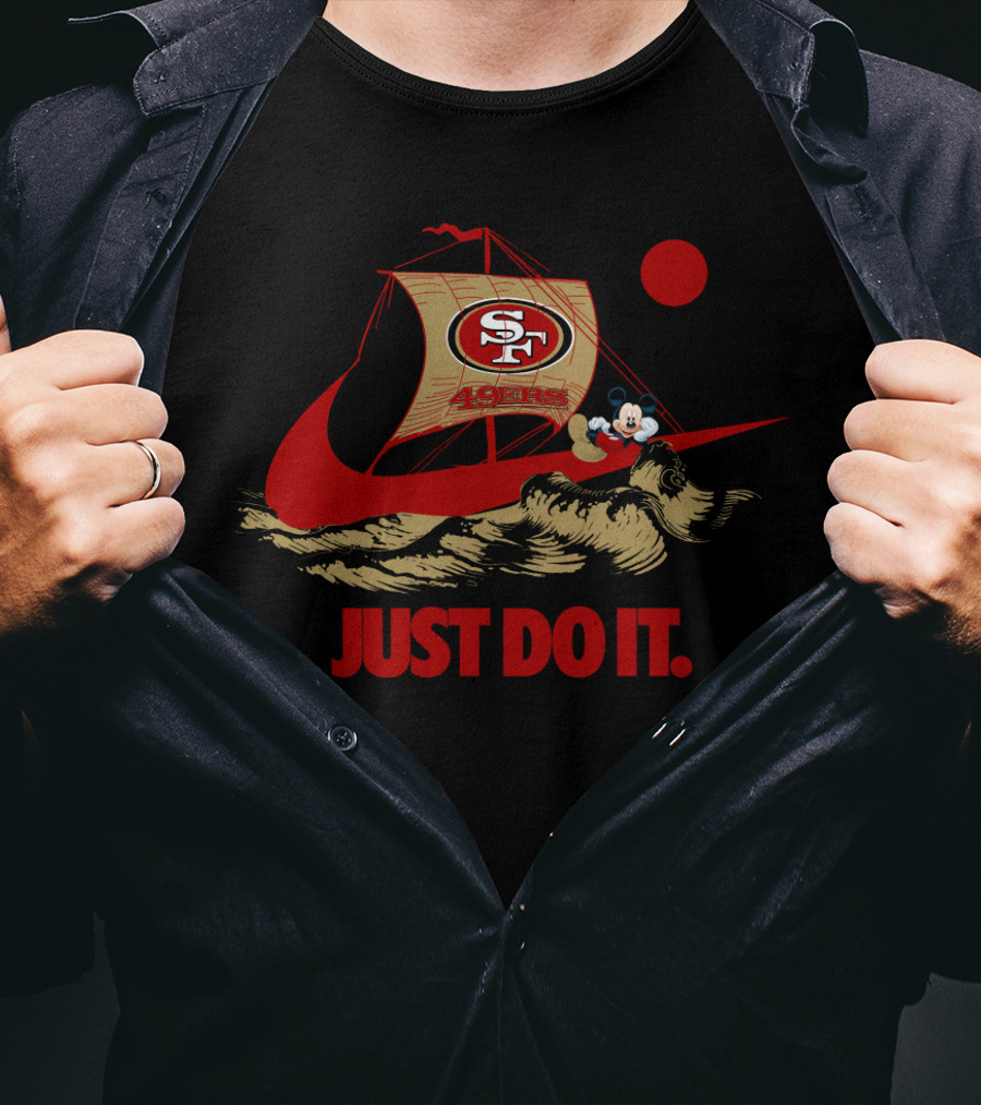 San Francisco 49ers Just Do It Nike Mickey Mouse Sailboat T-Shirt