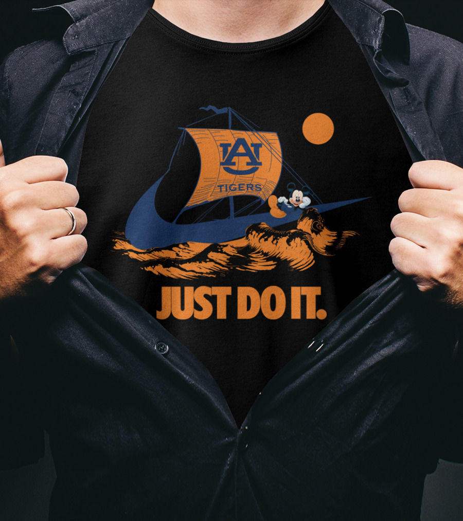 Auburn Tigers Nike Just Do It Sailboat With Mickey Mouse T-Shirt