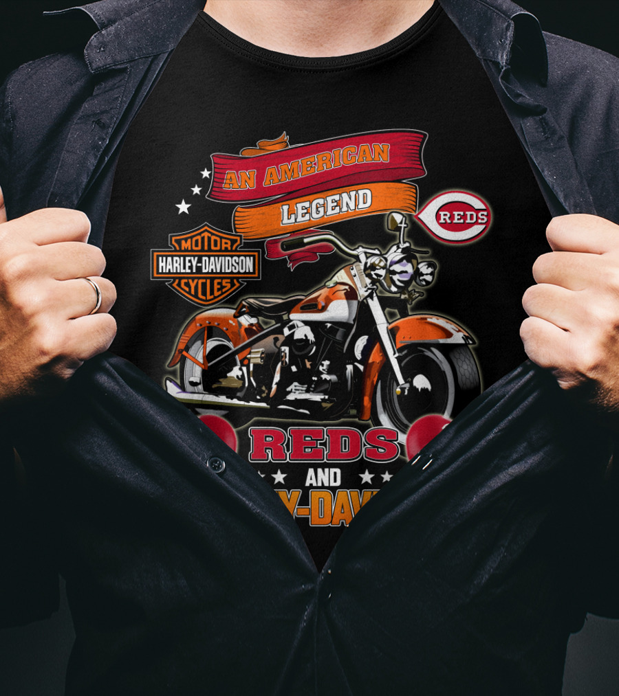 An American Legend Cincinnati Reds Motor Harley Davidson Cycles T-Shirt
