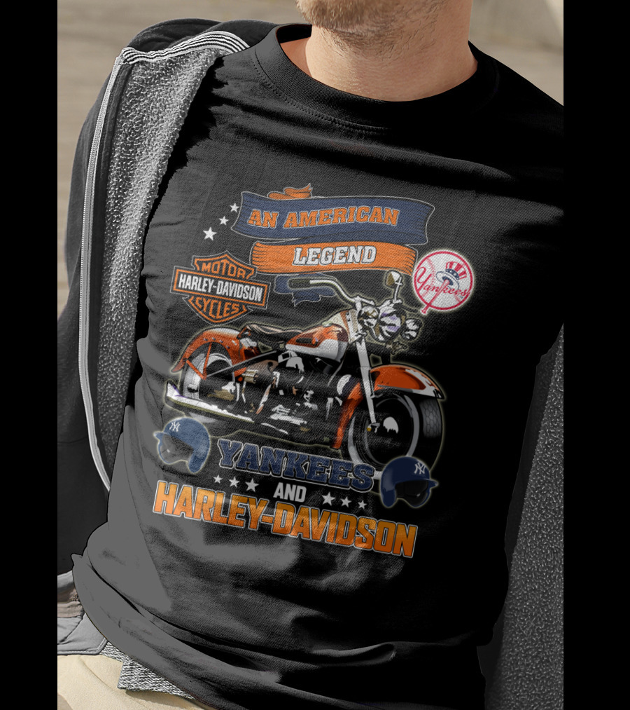 An American Legend Yankees And Harley Davidson T-Shirt