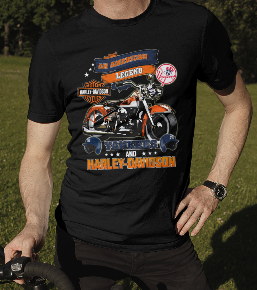 An American Legend Yankees And Harley Davidson T-Shirt