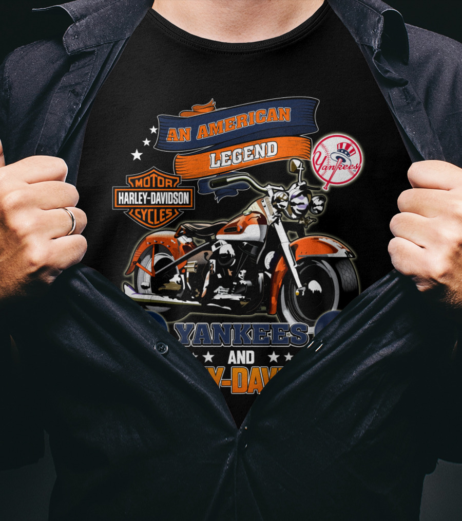 An American Legend Yankees And Harley Davidson T-Shirt