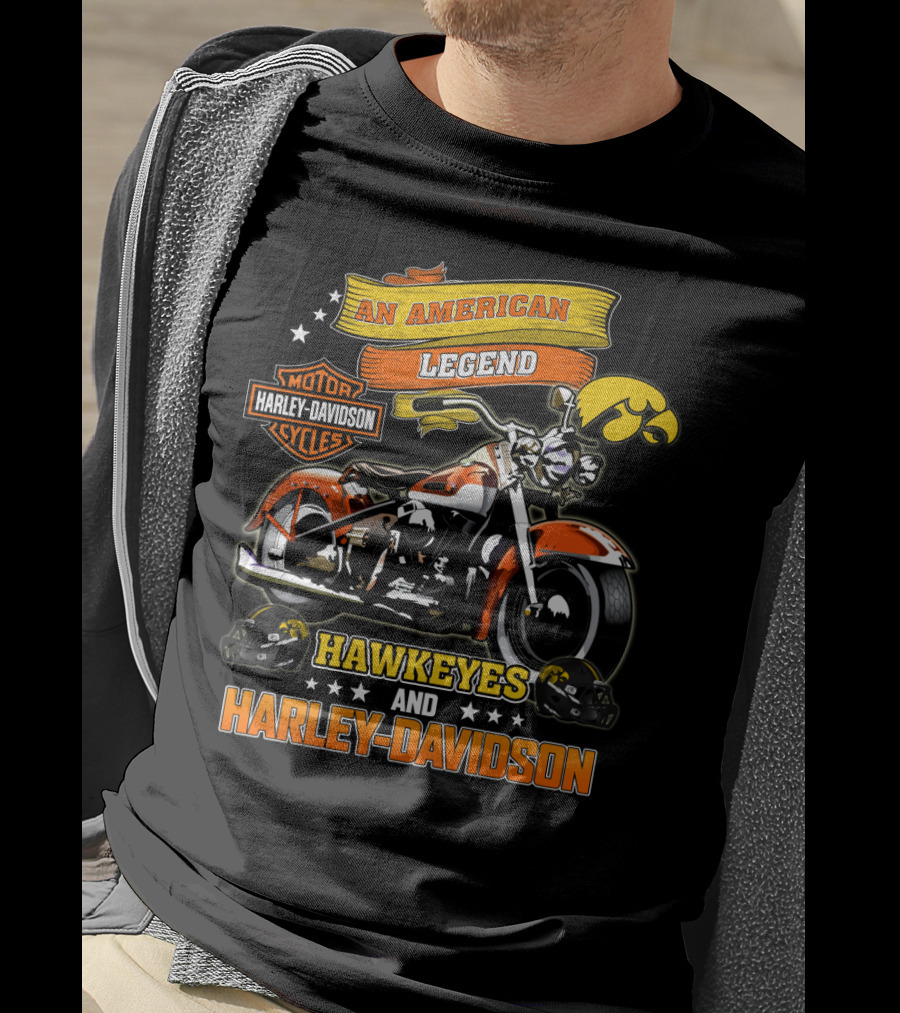 An American Legend Hawkeyes And Harley Davidson T-Shirt