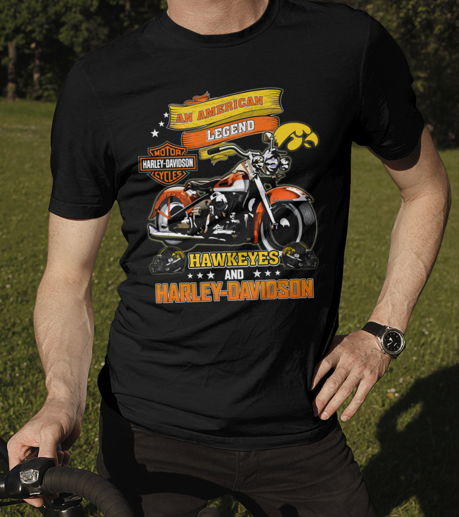 An American Legend Hawkeyes And Harley Davidson T-Shirt