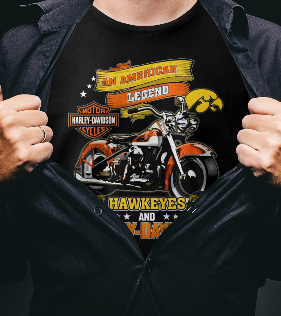 An American Legend Hawkeyes And Harley Davidson T-Shirt