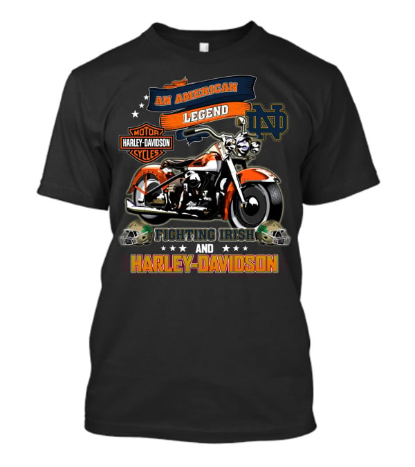 An American Legend Notre Dame Fighting Irish And Harley Davidson T-Shirt