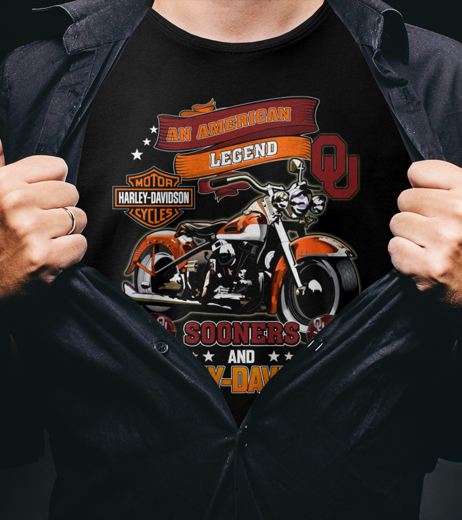 An American Legend Oklahoma Sooners And Harley Davidson T-Shirt