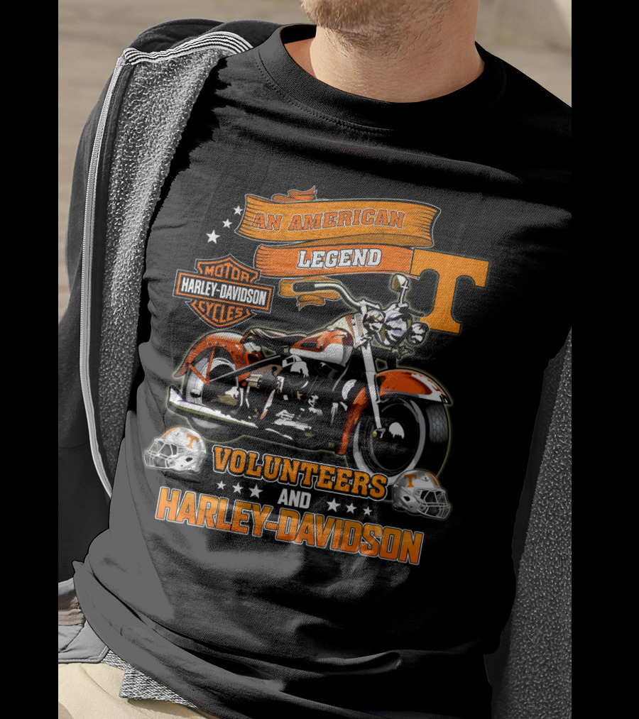 Tennessee Volunteers An American Legend Volunteers And Harley Davidson T-Shirt