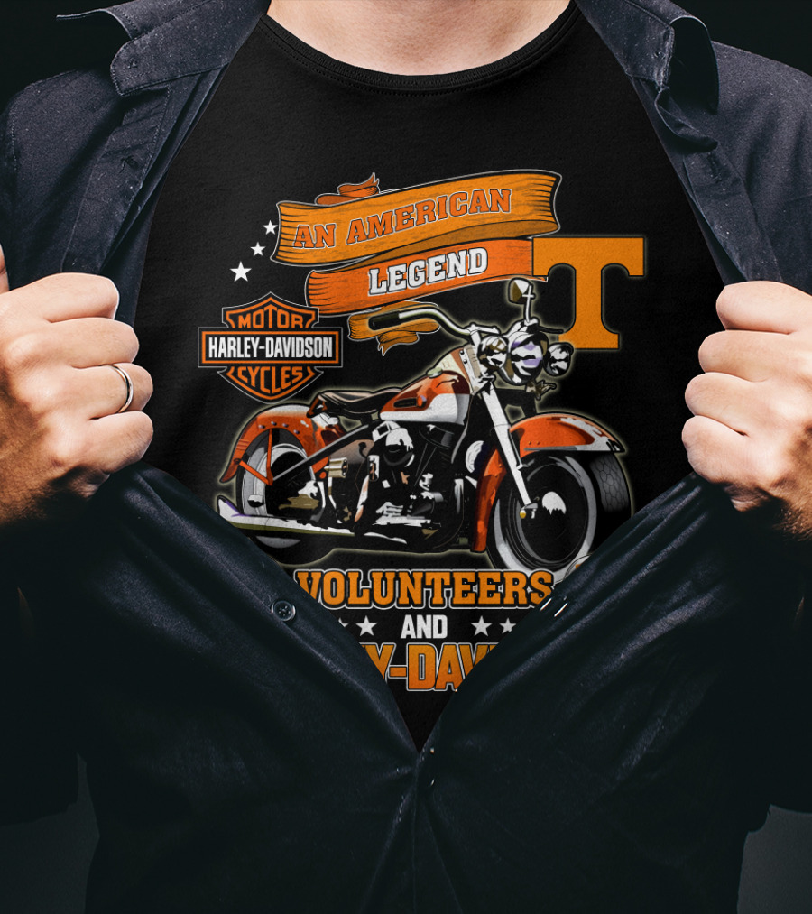 Tennessee Volunteers An American Legend Volunteers And Harley Davidson T-Shirt